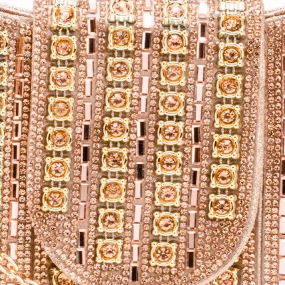 NEW Most Wanted Beaded Bow Clutch Purse in Gold
